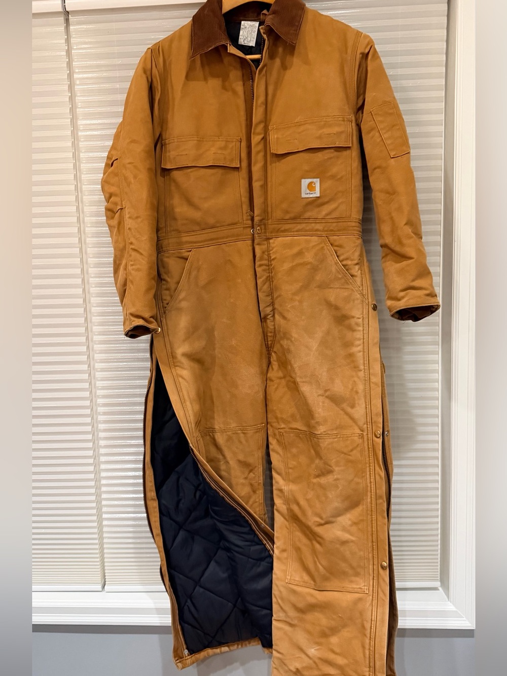 Vtg 90s Carhartt R68QZS Arctic Insulated Duck Canvas Coveralls -USA 42 Short
